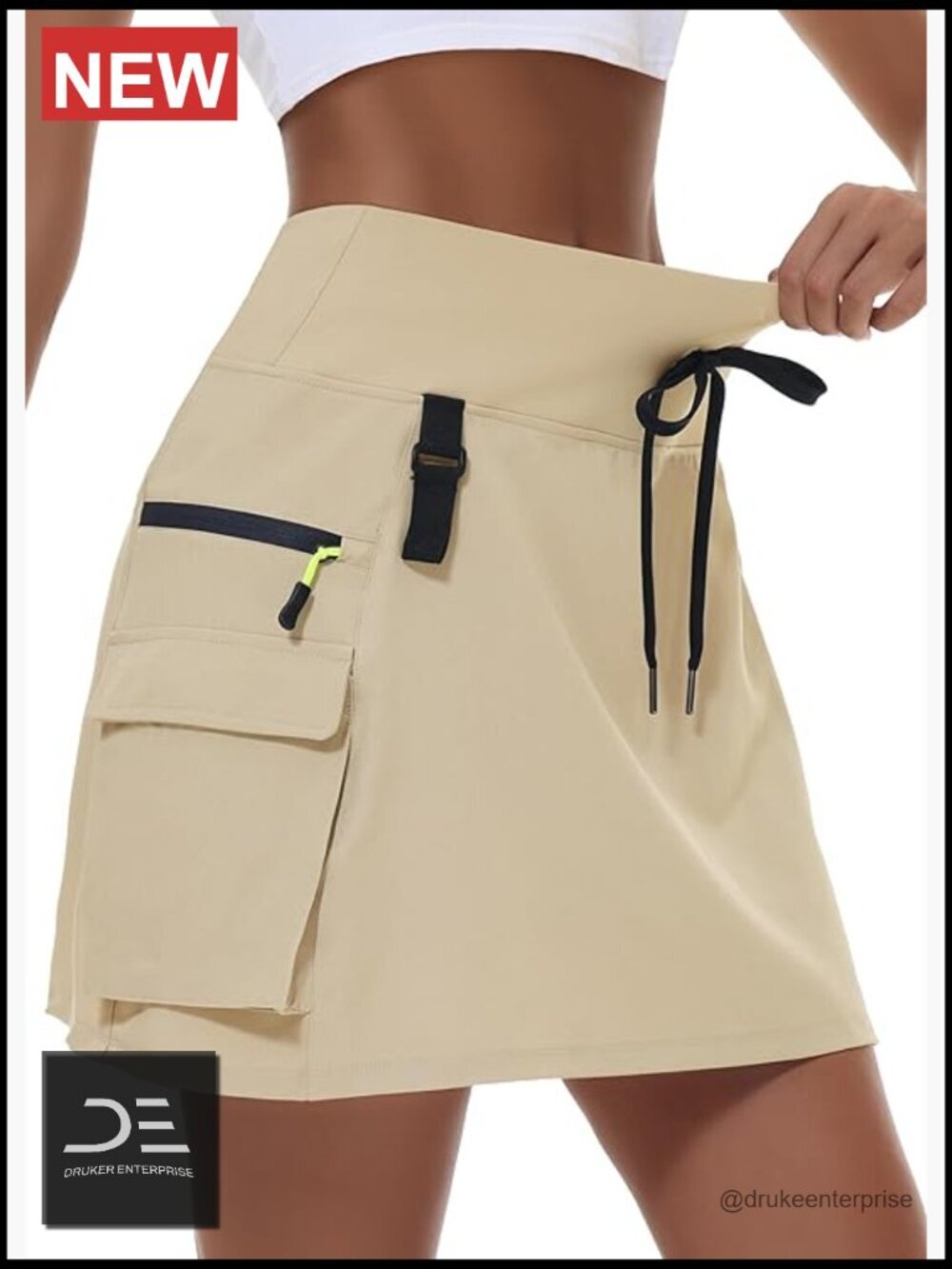 Women's Hiking Cargo Skort with Zipper Pockets Quick Dry UPF 50+